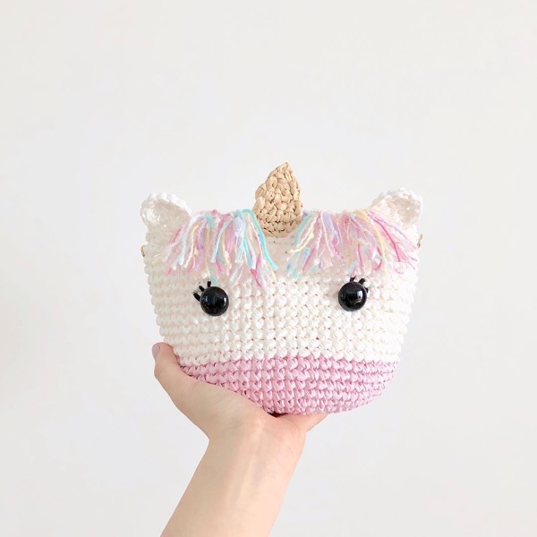 Unicorn crochet bag with rainbow mane